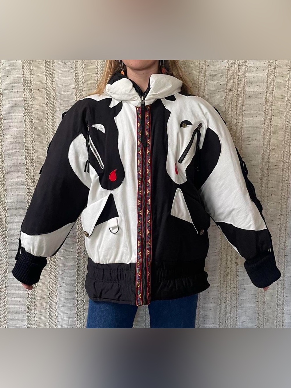 Vintage Rare Collectible Neiman Marcus Puffer Coat Horses Equestrian Southwester - Picture 2 of 16